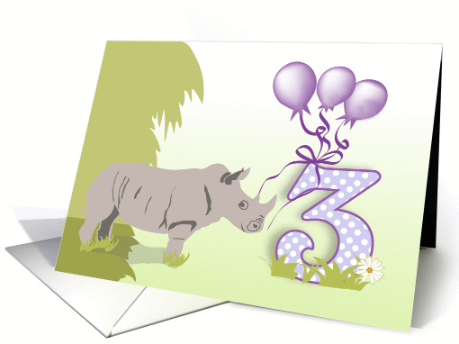 Rhinoceros 3rd Birthday card (775679)