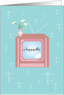 Retro TV Happyville Greetings card