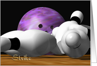 Bowling Ball and Pins Knocked Down Perfect Game Congrats card