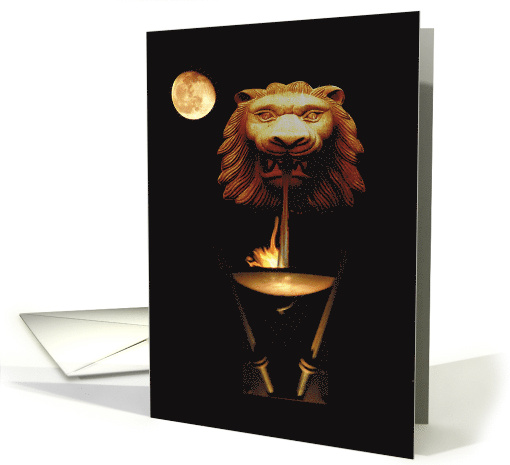 Lion Fountain and Torch Halloween card (825521)