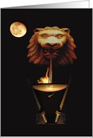 Lion Fountain and Torch Halloween card