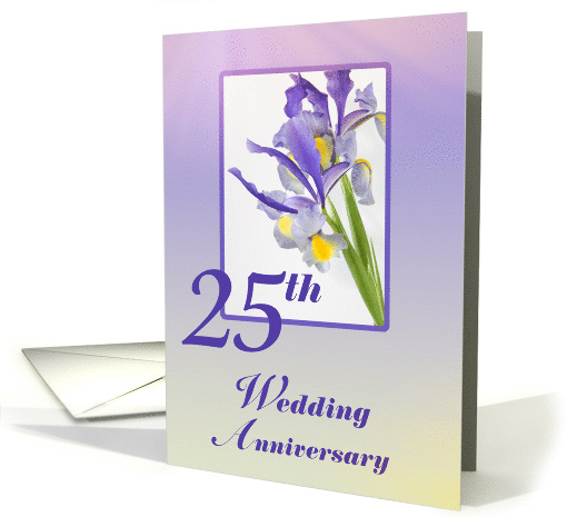 Purple Iris 25th Wedding Anniversary card (835101)