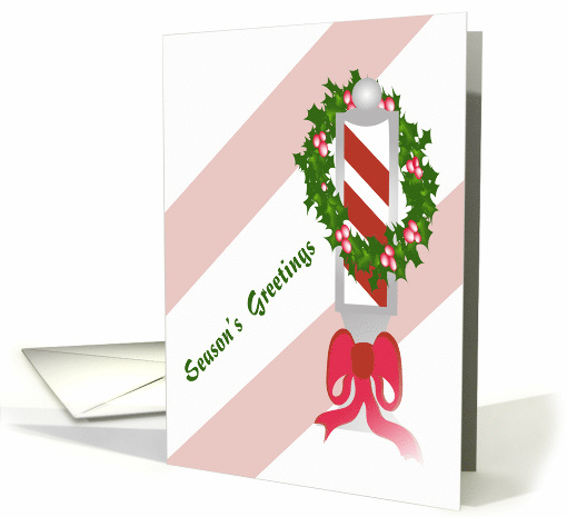 Barbershop Pole and Wreath Season's Greetings card (850925)