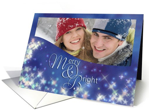 Custom Photo Card Merry and Bright Winter Stars card (853923)