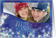 Custom Photo Card Merry and Bright Winter Stars card