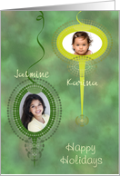 Dots Ornaments Two Photo Uploads Card