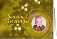 Custom Front Antique Yellow Color Wreath Season’s Greetings card