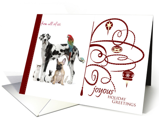 Custom Front Photo Branches and Ornaments Happy Holidays card (857016)