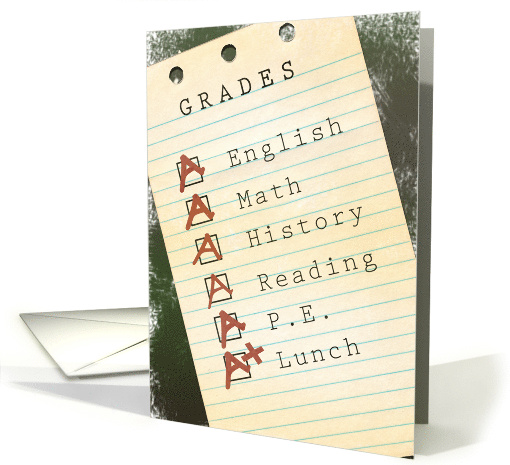 Grades All A's Congratulations card (870274)