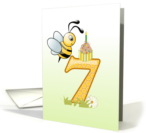 Cute Bee and Honeycomb for Seventh Birthday card (873030)