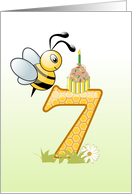 Cute Bee and Honeycomb for Seventh Birthday card