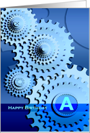 Gears Custom Monogram Birthday card
