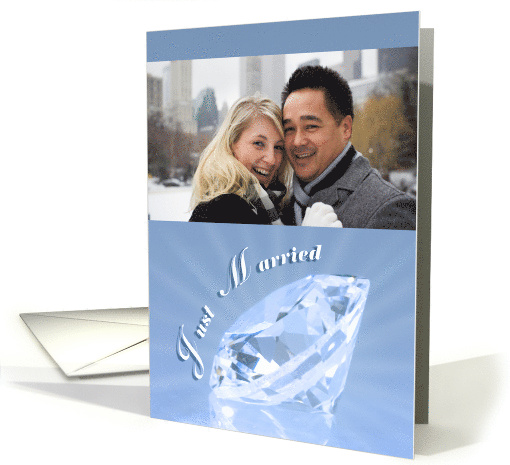 Custom Front Diamond Just Married Announcement card (875288)