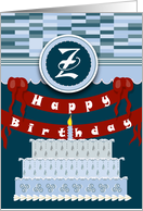 Monogram Z Happy Birthday Cake card