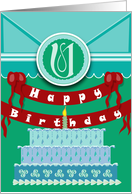 Envelope Happy Birthday Cake with Monogram U card