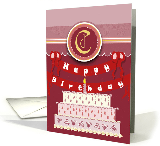 Decorated Cake for Monogram C Happy Birthday card (876550)