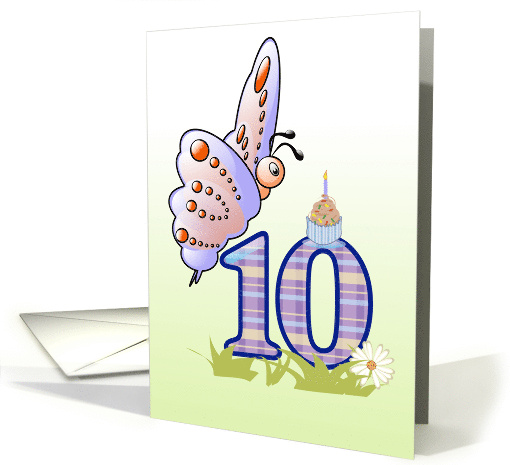 Butterfly and Cupcake for 10th Birthday card (880299)