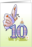 Butterfly and Cupcake for 10th Birthday card