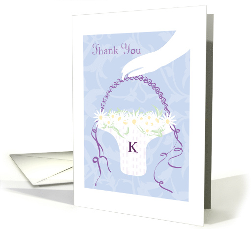 Monogram Basket of Daisies Thank You Flower Girl card (901062)