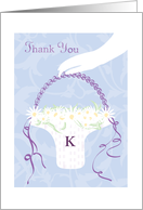 Monogram Basket of Daisies Thank You Flower Girl card