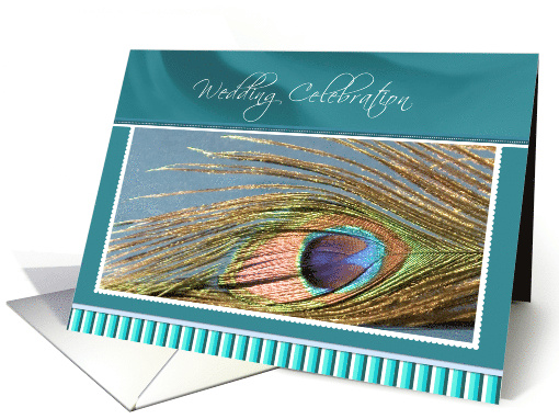 Single Peacock Feather Wedding Celebration Invitation card (907454)