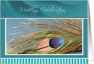 Single Peacock Feather Wedding Celebration Invitation card