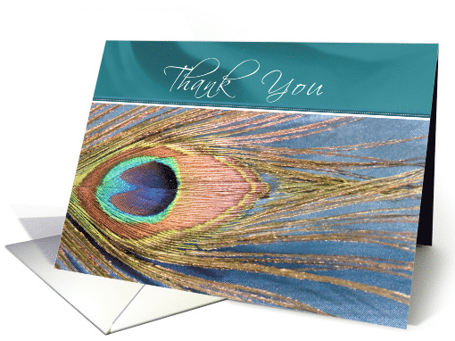 Single Peacock Feather Thank You Bridal Party card (907507)