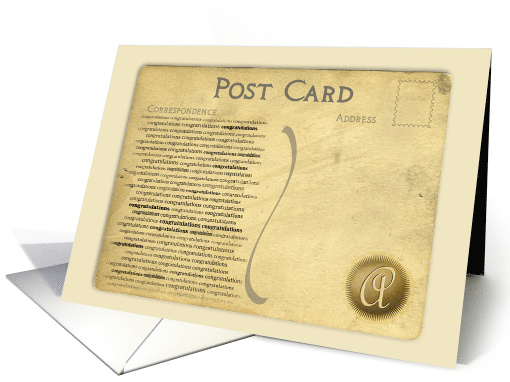 Post Card Congratulations Monogram A card (918422)