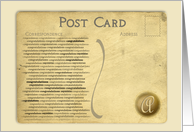 Post Card Congratulations Monogram A card