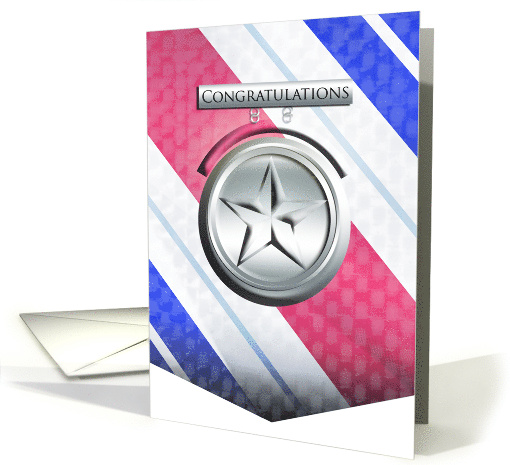 Gray Star Medal Congratulations on Award card (928978)