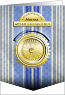 Mother with Blue Stripes Medallion Award Congratulations card