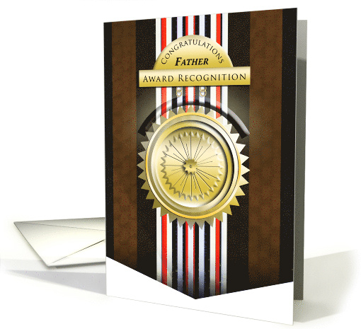 Red and Brown Stripes Rendered Medallion Congratulations Father card
