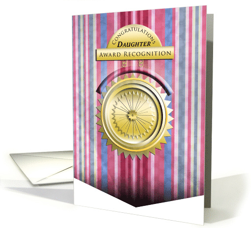 Daughter Pink and Blue Stripes Rendered Congratulations Award card