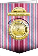 Daughter Pink and Blue Stripes Rendered Congratulations Award card