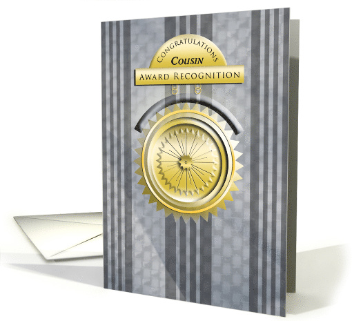 Cousin Gray Medallion Congratulations on Award card (929138)