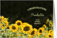 Custom Name Sunflower Science Project Congratulations card