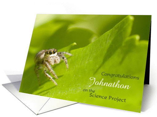 Custom Name Jumping Spider Science Project Congratulations card