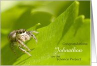 Custom Name Jumping Spider Science Project Congratulations card