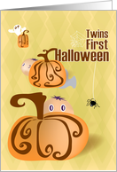 Babies and Pumpkins Twins First Halloween card