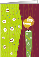 Lit Candle and Confetti 60th Happy Birthday card