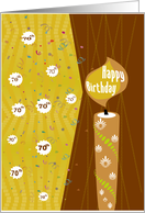 Lit Candle and Confetti 70th Happy Birthday card