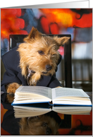 Dog in Suit Reading a book Welcomes you back to School card