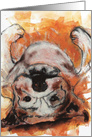 Bulldog Lying on Back Dog Fine Art Blank Any Occasion card