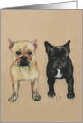 Two French Bulldogs Frenchie Fine Art Blank Any Occasion card