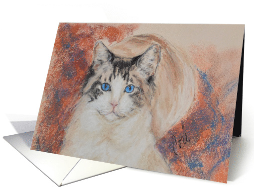 Cat with Blue Eyes Thinking of You Fine Art card (1182902)