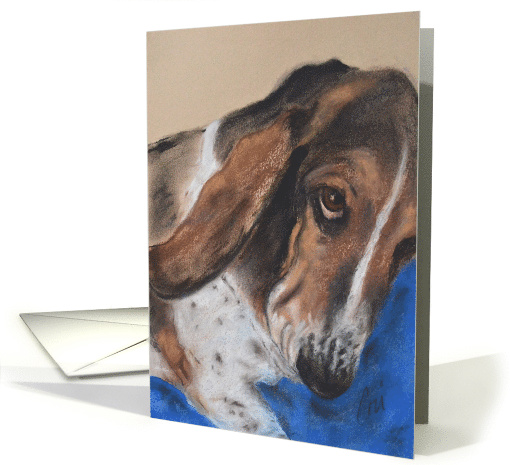 Basset Hound Dog Fine Art Thinking of You card (1191678)