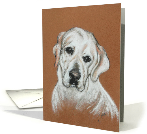 White Labrador Retriever Dog Fine Art Thinking of You card (1201472)