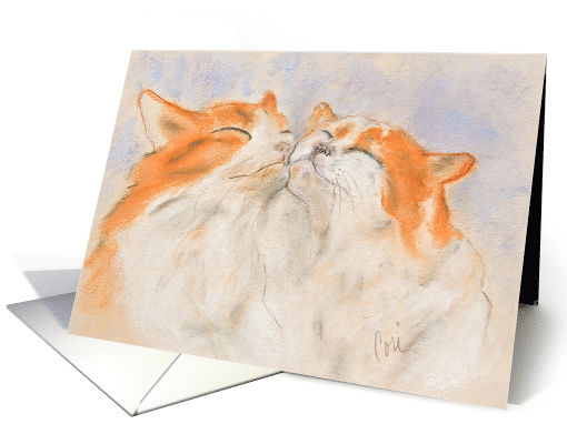 Two Orange and White Tabby Cats Fine Art Blank Any Occasion card