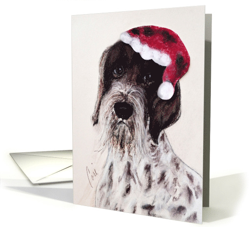 German Wirehaired Pointer Dog Art Fine Art Christmas Holiday card