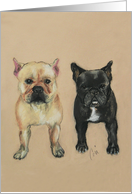 Two French Bulldogs Frenchie Fine Art Blank Any Occasion card